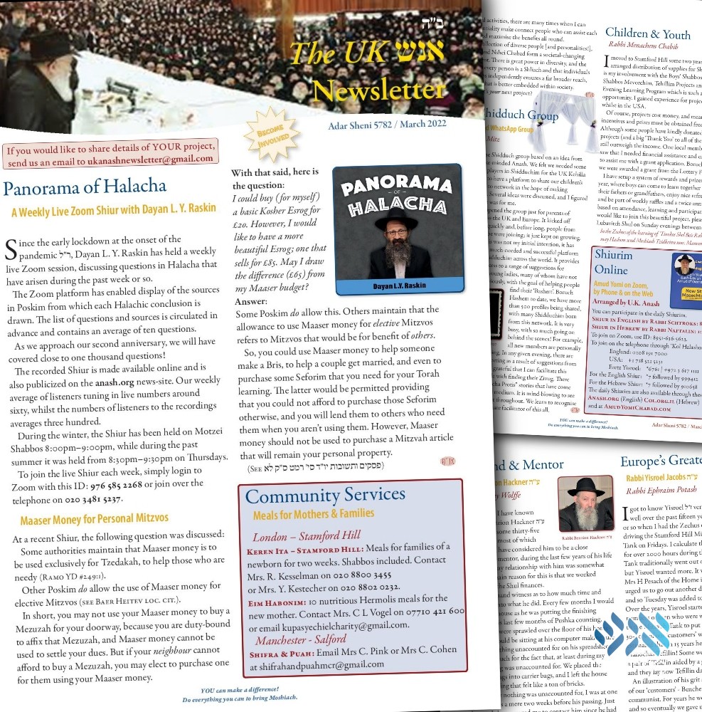 Local Initiatives Highlighted In ‘Anash UK Newsletter’ - Anash.org