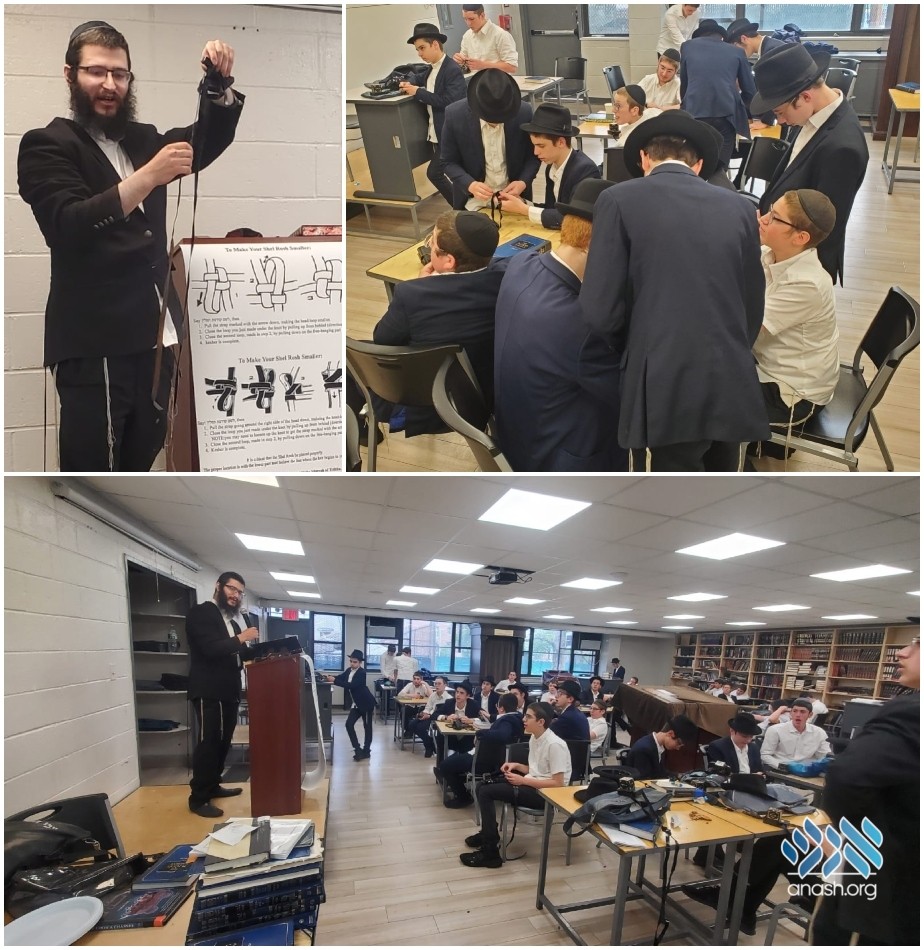 Oholei Torah Mesivta Learns About Proper Tefillin Placement - Anash.org