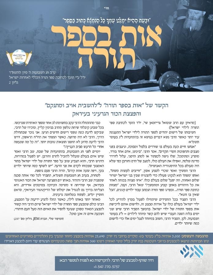 Ois B’Sefer Torah Ramps Up Efforts with New Publication | Anash.org