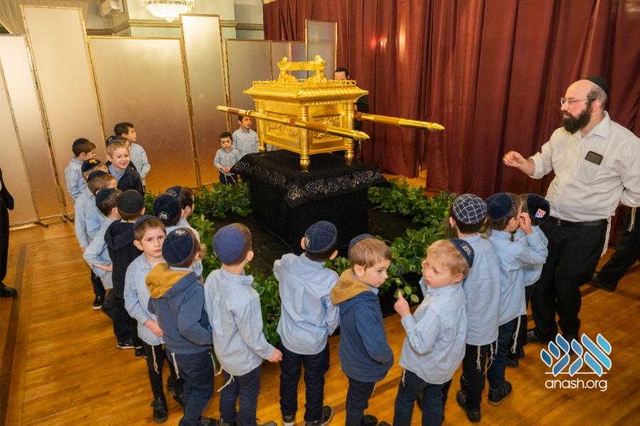 Talmidim Enthusiastically Examine Aron Kodesh Model - Anash.org